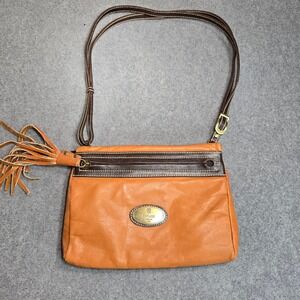 Peruzzi Firenze 1948 Italian Leather Crossbody Bag Tan Brown Tassel Italy